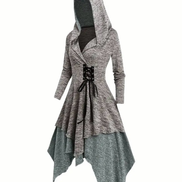 Elegant Gray Layered Women's Dress - Picture 6 of 6